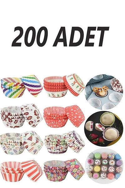 Hyd 200 Pcs Colorful Muffin Cupcake Molds Cake Capsule Cupcake Muffin Paper