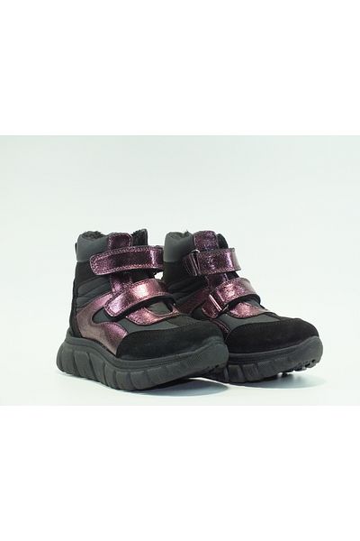 Toddler Double Velcro Shiny Leather Boots PF-5091