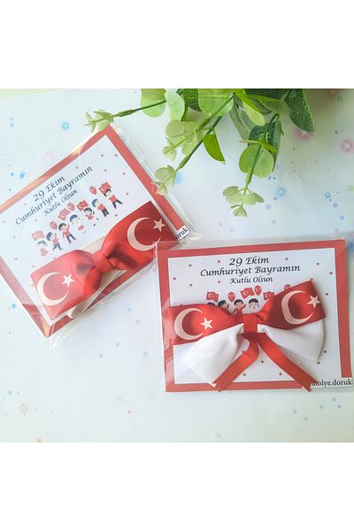 Atolye Doruk 10 Pieces - 29 OCTOBER Republic Day Gift Flag Patterned Buckle and Bow Tie Set - Holiday Gift