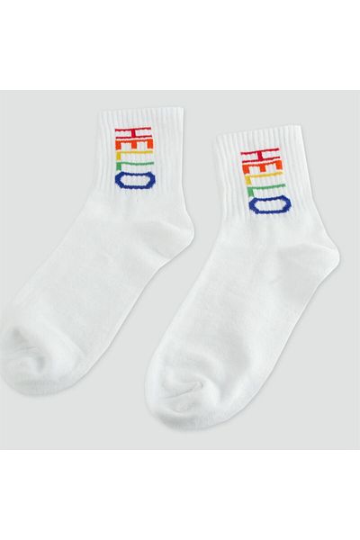 AKSESUARIM Hello written college socks