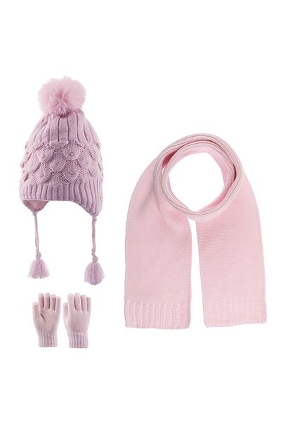 Kitti Σετ 3 τεμαχίων μωρό και παιδικό κασκόλ Beanie γάντια 4-8 ετών