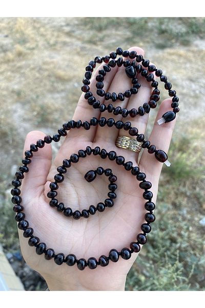 KEHRİBAREVİ KARAMAN Original Certified Baltic Drop Amber Mother Baby Necklace Set