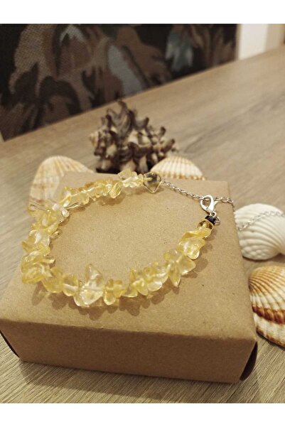 Dynatique Design Natural Citrine Stone Broken Stone Bracelet Abundance Blessi...