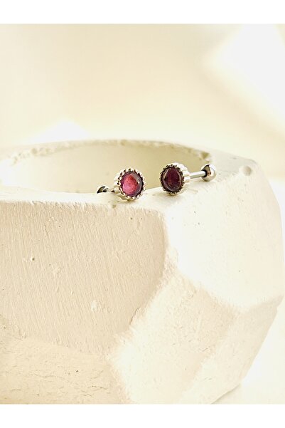 BY DİLEK ÇETİN ACCESSORY Çelik Mor Taşlı Kıkırdak Helix Tragus Piercing(1ADET)