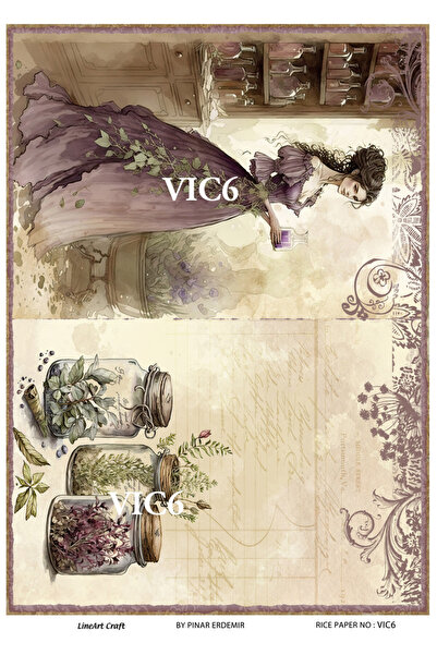 LİNEART Vic6- 29X42Cm Brass Decopage Paper