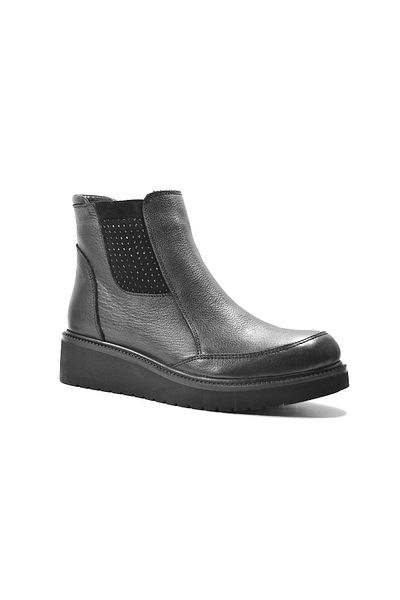 Beety 23BK37.01 Genuine Leather Black Zippered Orthopedic Women's Mother Boots