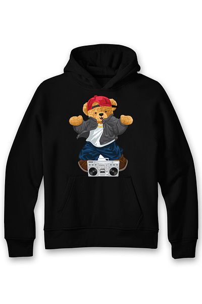 ADA BEBEK ÇOCUK Hanorac oversize pentru copii cu imprimeu Hiphop Bear