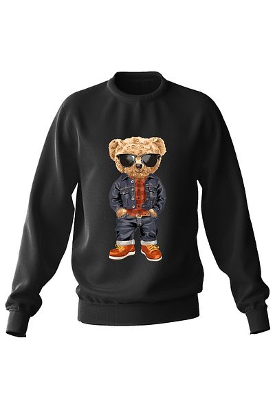 ADA BEBEK ÇOCUK Hanorac pentru copii unisex cu imprimeu urs în stil supradimensionat