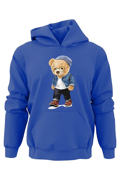 ADA BEBEK ÇOCUK Hanorac pentru copii, unisex, supradimensionat, cu imprimeu de urs cu pălărie