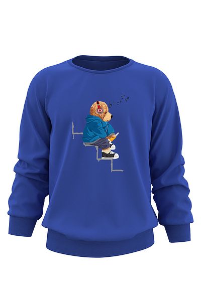 ADA BEBEK ÇOCUK Hanorac pentru copii, unisex, supradimensionat, cu imprimeu ursuleț