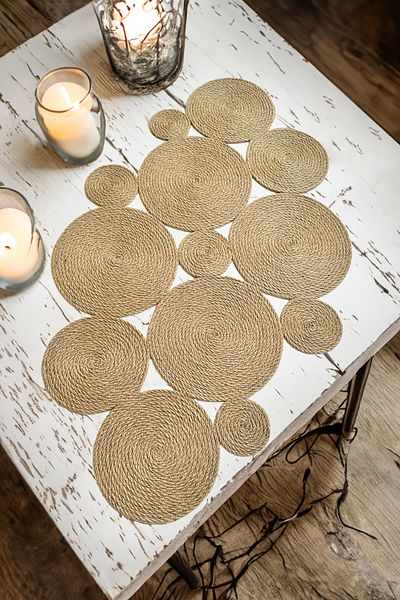 Homever Față de masă din răchită din iuta, lucrată manual și premium, pentru cameră de zi, bucătărie - Ranir - 140x85cm - Seasy