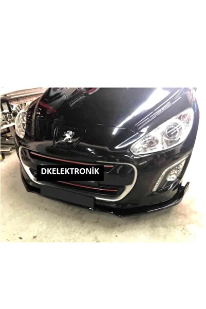 DKELEKTRONİK Peugeot 308 Uyumlu Ön Tampon Eki Lip 3 Parça Parlak Siyah Siyah