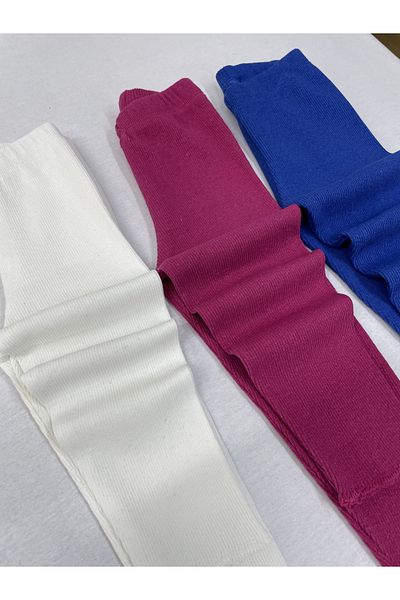 Berat moda Fun Kids Stretchy Ribbed White - Saks - Fuchsia 3-Piece Girls - Boys Winter Children's Leggings