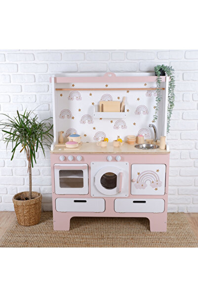 Anne ve Tasarım Ahşap Montessori Oyun Mutfağı Büyük Boy