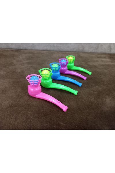 Fresh Fun Colorful 3Pcs Blown Flying Ball Toy & Bugle Toy Set - Great for Kids Bi