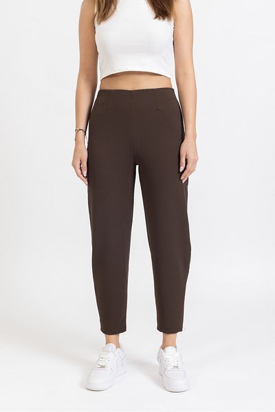 macharel jeans Dámské hnědé pohodlné kalhoty s měkkým texturou a úzkými nohama