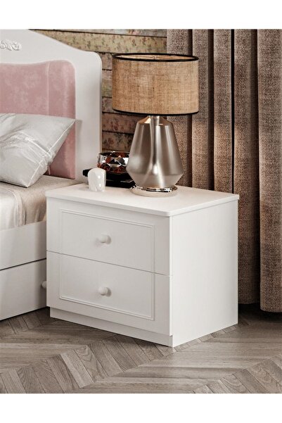 Genel Markalar Sevenpal Mobilya Tokyo 2 Çekmeceli Beyaz Komodin %100mdf