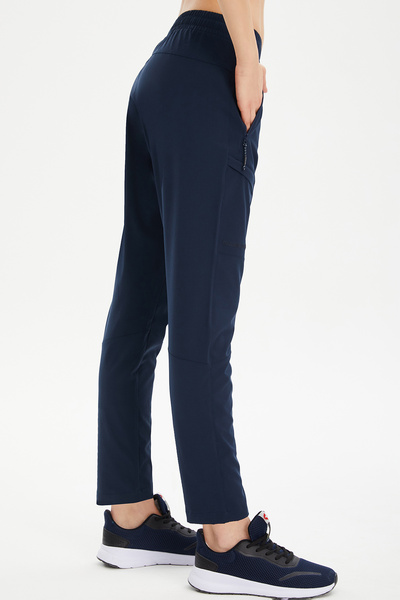 bilcee Kadın Lacivert İnce Dokuma Kumaş Outdoor Eşofman Altı 0433