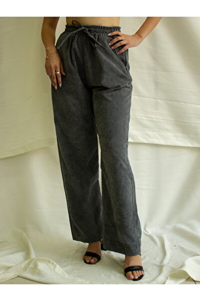 Quzu Women's elastic waist corded pants