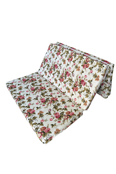 Vip Home Concept Çift Kişilik Katlanır Yer Yatağı Ve Sünger Yatak Katlanır Minder Yatak 120x195x8 CM-İNGİLİZ GÜLÜ