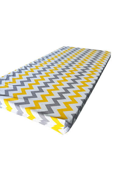 Vip Home Concept Market Ürünleri Çocuk Yatağı 60x120x6 Cm Vip Oyun Parkı Sünger Yatak Bebek Yatağı-SARI GRİ ZİKZAK
