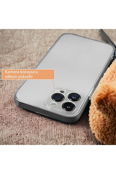 mooodcase iPhone 15 Pro Uyumlu Kamera Koruma Yükseltili Premium Silikonlu Şeffaf Telefon Kılıfı
