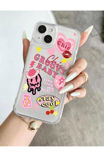 SEM STORE iPhone 14 Pro Compatible Pink Themed Camera Protected Silicone Case