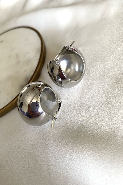 gaila design Silver Silver Color Big Ball Earrings