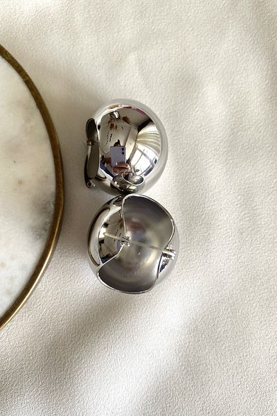 gaila design Silver Silver Color Big Ball Earrings