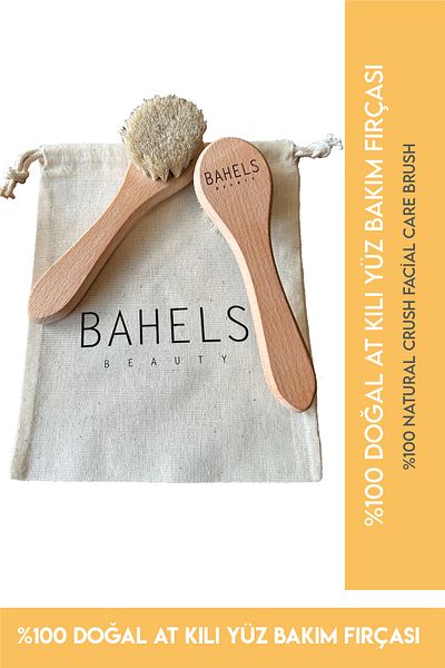 Bahels Beauty 100% Natural Horsehair Facial Care Brush with Pouch Gift