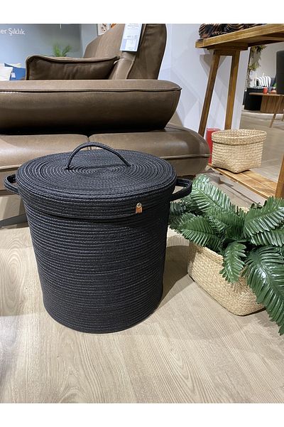 MaVaux Кош за пране Helios Jute 36-40 с капак - плетен вид, многофункционален кош за пране