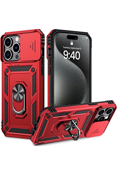 m.tk moveteck İphone 15 Pro Max Kılıf Kamera Korumalı Sürgülü Dönebilen Yüzük...