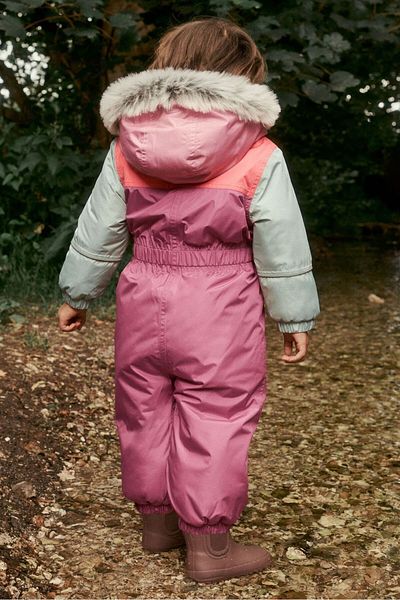 Next Baby Pink Waterproof Colored Snow Jumpsuit
