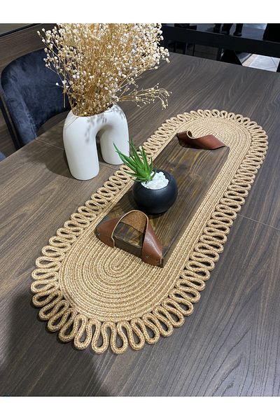 MaVaux Galaxy Natural Jute, Μοτίβο, Ψάθινο, American Service, Τραπέζι, Τραπεζάκι σαλονιού Runner. 30x80