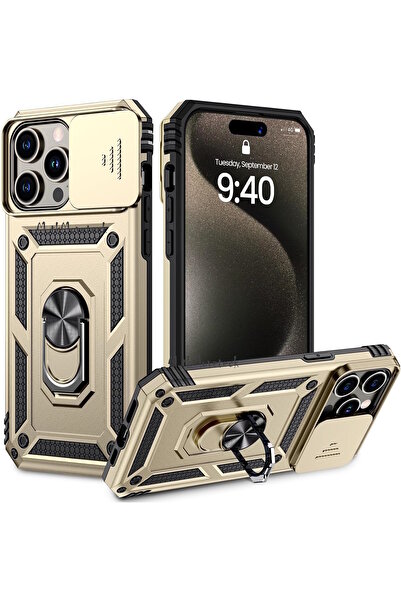 m.tk moveteck İphone 15 Pro Max Kılıf Kamera Korumalı Sürgülü Dönebilen Yüzük...