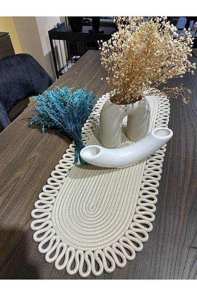 MaVaux Galaxy Natural Jute, Μοτίβο, Ψάθινο, American Service, Τραπέζι, Τραπεζάκι σαλονιού Runner. 30x80