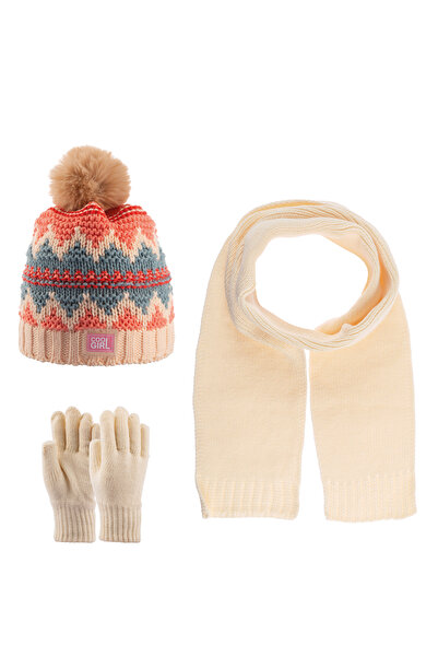 Kitti 9-15 Years Old Girl Scarf Beret Glove 3 Piece Set