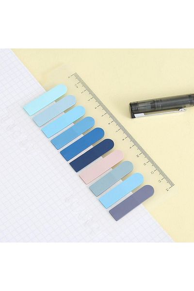 NaSaDAN 10 Colors Blue Shades Transparent Postit with Ruler 200 Sheets