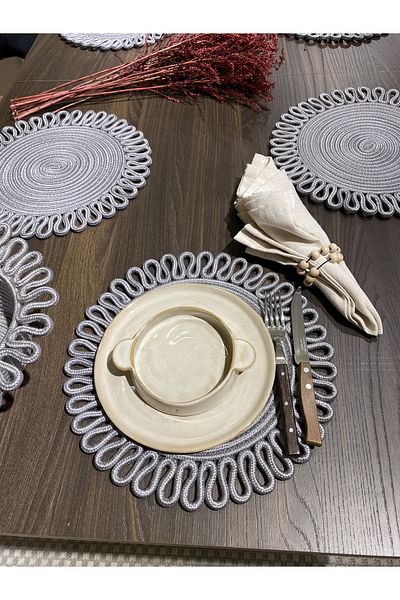 MaVaux Galaxy Modern Jute Plate and Bread Bowl set of 7