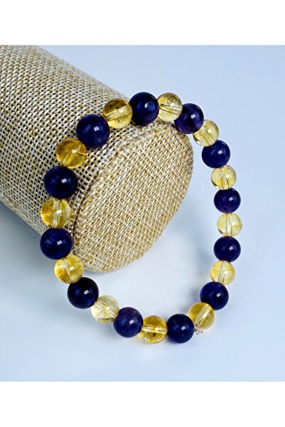 Mavera Doğaltaş Dönüşümlü Sitrin & Ametist Bileklik 8mm