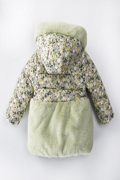PODİUM GİYİM Special Cute Design Floral Bow Detailed Rabbit Ears Gilded Fur Lined Winter Coat