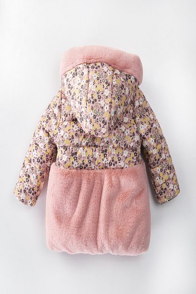 PODİUM GİYİM Special Cute Design Floral Bow Detailed Rabbit Ears Gilded Fur Lined Winter Coat
