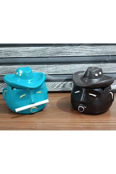 HUNATASARIM Decorative 2-Piece Ashtray with Fedora Hat Koyboy