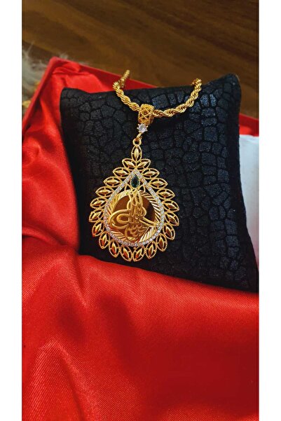 barisiva gold 22 ayar altın kaplama Tuğralı kolye 60 cm zinciriyle birlikte