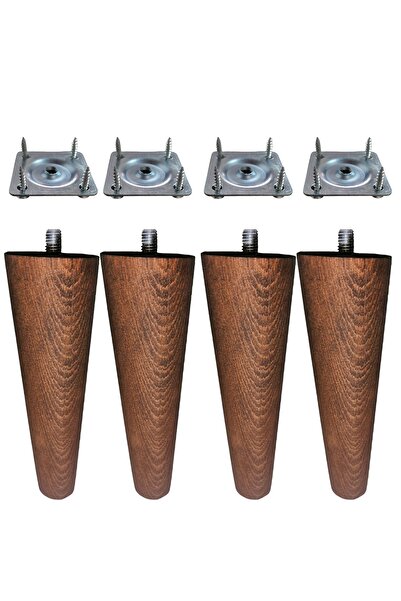 Veranın Dünyası 4 bucăți culoare nuc 10 cm picior conic din lemn picior de scaun-bază-uneltă TV-mobilă-diametru: 4,6 cm 3301000000522