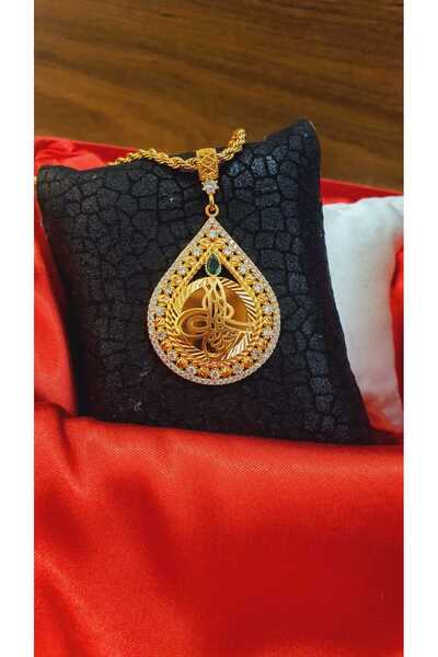 barisiva gold 22 ayar altın kaplama Tuğralı kolye 60 cm zinciriyle birlikte