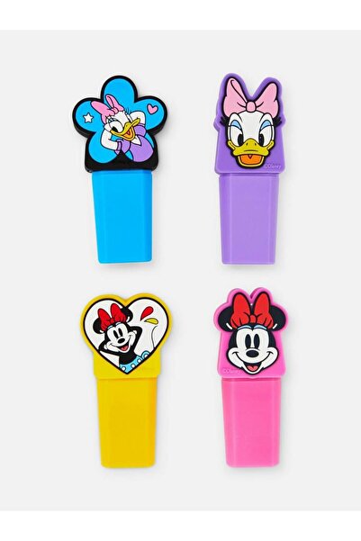 QUEEN AKSESUAR İthal Disney Minnie mouse lüks 4lü fosforlu çizim boya kalem seti