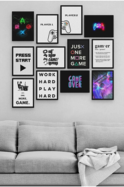 TRENDPOSTER Gamer Oyuncu Odası İçin 12 Parça Ahşap Mdf Tablo