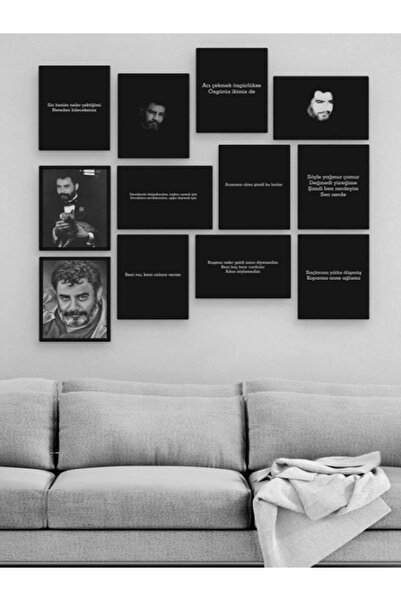 TRENDPOSTER Ahmet Kaya Şarkı Sözleri 12 Parça Ahşap Mdf Tablo