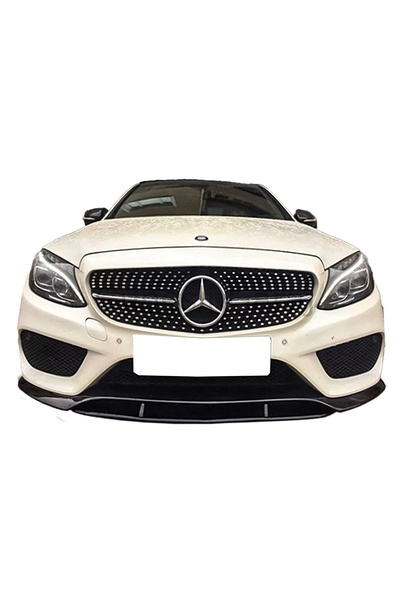 HasAkman Mercedes W205 C180 Uyumlu Ön Ek Karlık Mat Siyah Plastik 2 Parça Ön Ek
